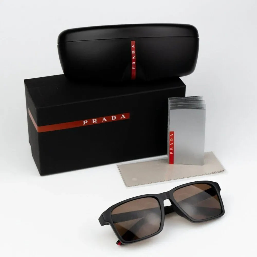 NEW Prada Linea Rossa PS05YS DG050A Black Rubber Brown Unisex Sunglasses